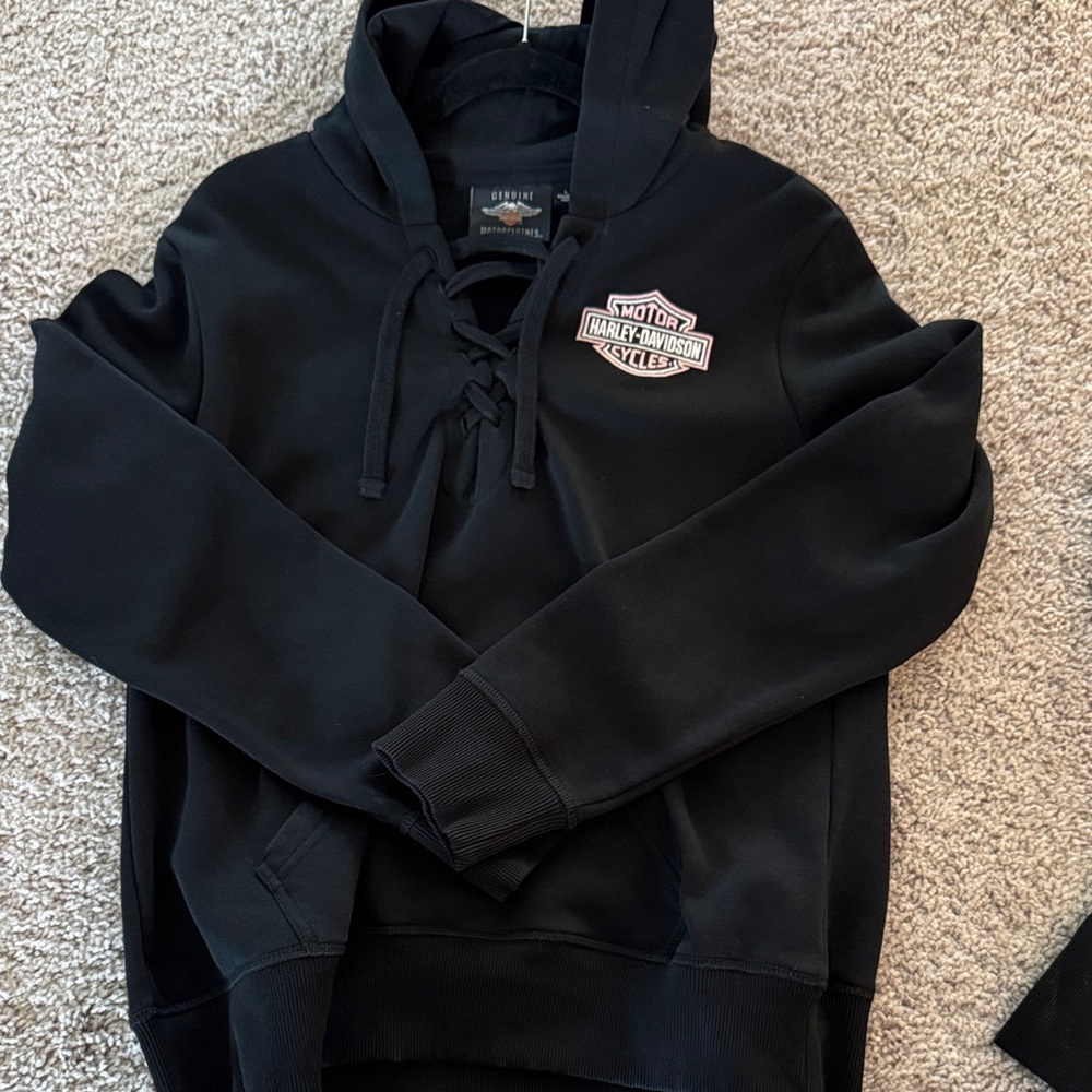 Harley-Davidson Black Lace-Up Hoodie